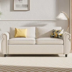 Mjkone Pull Out Sofa Bed,Full Size Sleeper Sofa Couch With Memory Foam Mattress