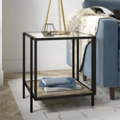 Black Bronze Side Table With Limed Oak Shelf - Henn&Hart 10 Black Bronze Side Table With Limed Oak Shelf - Henn&Hart -Baxton Studio Shop GUEST f26d9cb4 2b7f 491f 8460 29f3f61e9fdf