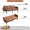 Modern Mid-Century Futon Sofa Bed – Compact 3-Seater Convertible Sleeper Loveseat With Chevron Tufting & Tapered Legs, Brown
