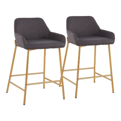 Set Of 2 Daniella Metal/Polyester Counter Height Barstools - LumiSource 13 Set Of 2 Daniella Metal/Polyester Counter Height Barstools - LumiSource - Image 13