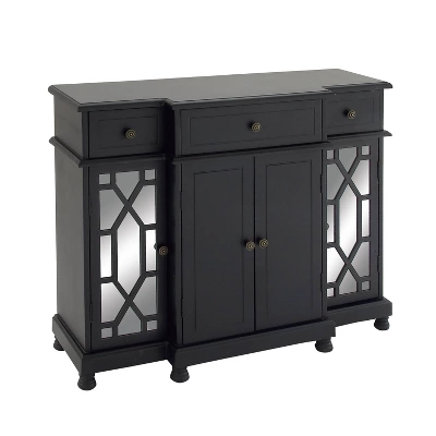 Glam Mirror And Wood Storage Cabinet Black - Olivia & May 7 Glam Mirror And Wood Storage Cabinet Black - Olivia & May - Image 7