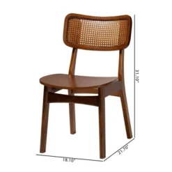 Baxton Studio 2pc Tafari Wood And Rattan Dining Chair Set Walnut Brown/Light Brown: Rubberwood Frame, MDF, Spot Clean -Baxton Studio Shop GUEST f349a0e6 544e 4d49 b4a9 a6aafdaee0b4