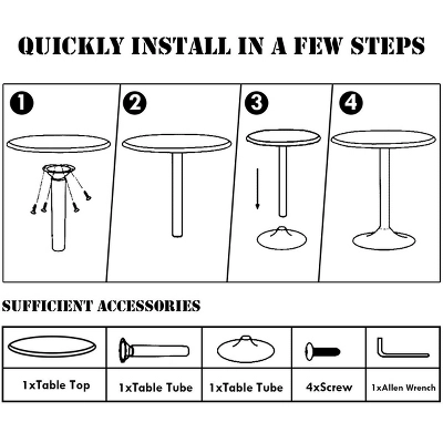 Costway 24" Round Pub Table Bistro Bar Height Cocktail Table W/Metal Base Indoor Black 8 Costway 24" Round Pub Table Bistro Bar Height Cocktail Table W/Metal Base Indoor Black - Image 8