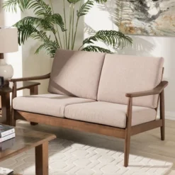 Venza Mid-Modern Walnut Wood Fabric Upholstered 2 Seater Loveseat Light Brown - Baxton Studio 13 Venza Mid-Modern Walnut Wood Fabric Upholstered 2 Seater Loveseat Light Brown - Baxton Studio -Baxton Studio Shop GUEST f353a9da 9060 4670 88ab addbd04da2d3