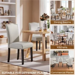 Yaheetech Set Of 2 Modern Fabric Upholstered Dining Chairs For Living Room Dining Room, Beige 12 Yaheetech Set Of 2 Modern Fabric Upholstered Dining Chairs For Living Room Dining Room, Beige -Baxton Studio Shop GUEST f392311a 0155 4a16 9cb9 d7ce0941a224 1
