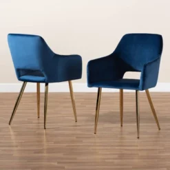 Set Of 2 Germaine Velvet Upholstered Metal Dining Chairs Navy Blue/Gold - Baxton Studio: Mid-Century Modern, Arm Style: Polyester, Spot Clean 12 Set Of 2 Germaine Velvet Upholstered Metal Dining Chairs Navy Blue/Gold - Baxton Studio: Mid-Century Modern, Arm Style: Polyester, Spot Clean -Baxton Studio Shop GUEST f397bf98 51aa 4c04 a76f 184c8a45fdd0
