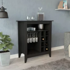 Gulches Black Bar Cabinet: Stylish Storage With Built-in Wine Rack -Baxton Studio Shop GUEST f3d71305 9982 4230 afbd 85d2f470ea20 1