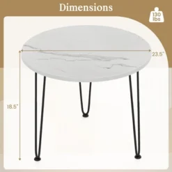 Tangkula Small Round Coffee Table W/ Thickened Tabletop & Metal Tripod Legs Faux Marble White -Baxton Studio Shop GUEST f3fb6905 dfe0 4af2 a7b9 fb43fef819f2