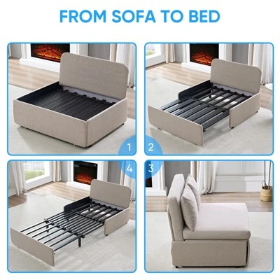 Mjkone Full/Queen Size Sofa Bed, 2 In 1 Convertible Linen Loveseat Sleeper Sofa Couch With Cushions 4 Mjkone Full/Queen Size Sofa Bed, 2 In 1 Convertible Linen Loveseat Sleeper Sofa Couch With Cushions - Image 4