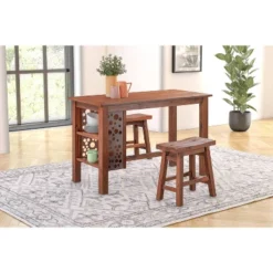 3pc Rectangular Brittany Dining Table Set Wire Brushed Finish Chestnut - Boraam -Baxton Studio Shop GUEST f439716c 4f3e 4e60 9a1b 388277ca44a6