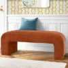 Lily 47" Upholstered Scroll Velvet Waterfall Bench/Chenille Entryway Bench-The Pop Maison