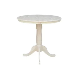 36" Round Extendable Table With 12" Drop Leaf Unfinished - International Concepts