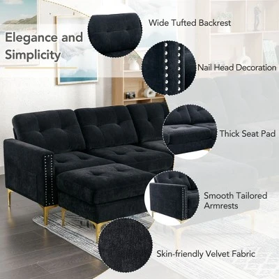 111" U-Shape Convertible Sectional Sofa Couch With Movable Ottoman-ModernLuxe 4 111" U-Shape Convertible Sectional Sofa Couch With Movable Ottoman-ModernLuxe - Image 4