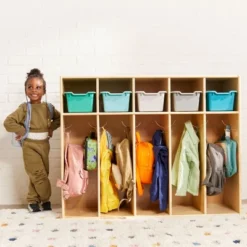 ECR4Kids Streamline 5-Section Toddler Coat Locker, Classroom Furniture, Natural -Baxton Studio Shop GUEST f5627e54 8d66 4fc4 90f5 b22c61e15b80
