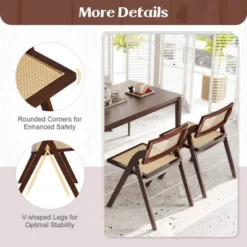 Costway Foldable Dining Chairs Set Of 2/4 With Woven Rattan Backrest & Seat Rubber Wood Frame Brown -Baxton Studio Shop GUEST f564ab15 fb7f 4f2e bbc6 a613d459d7ba