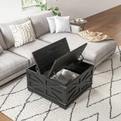 HOMCOM Farmhouse Coffee Table With Flip Top, Hidden Storage Compartment, Square Center Table For Living Room -Baxton Studio Shop GUEST f5757d38 63d1 412e b5bf 6b1bc82674d9
