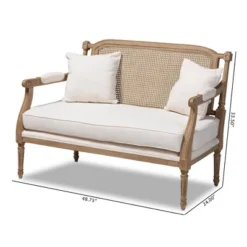 Clemence Upholstered Whitewashed Wood Sofa Loveseat Ivory/Oak - Baxton Studio 11 Clemence Upholstered Whitewashed Wood Sofa Loveseat Ivory/Oak - Baxton Studio -Baxton Studio Shop GUEST f579c495 9777 491f 9c22 e470e3284691