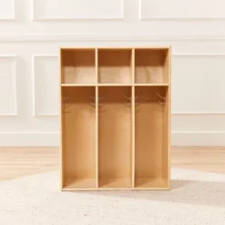 ECR4Kids Streamline 3-Section Toddler Coat Locker, Kids Furniture, Natural -Baxton Studio Shop GUEST f59388bc ee21 47bd aea2 7bea73eeaece