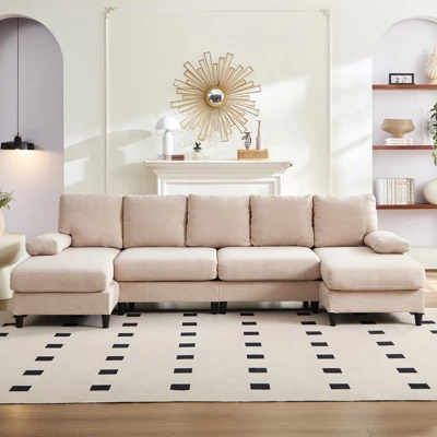 Mjkone U Shaped Sectional Sofa, 4-Seat Modular Sofa, Living Room Modern Couch With Chaise 8 Mjkone U Shaped Sectional Sofa, 4-Seat Modular Sofa, Living Room Modern Couch With Chaise - Image 8