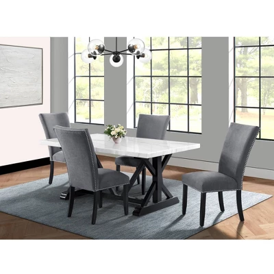 70" Stratton Marble Standard Height Dining Table White/Brown - Picket House Furnishings 4 70" Stratton Marble Standard Height Dining Table White/Brown - Picket House Furnishings - Image 4