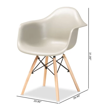 4pc Galen Plastic And Wood Dining Chair Set - Baxton Studio 7 4pc Galen Plastic And Wood Dining Chair Set - Baxton Studio - Image 7