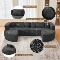 114.9"W Modular Sectional Sofa With Curved Design, Free-Combined Boucle Fabric Sofa Bed - ModernLuxe 18 114.9"W Modular Sectional Sofa With Curved Design, Free-Combined Boucle Fabric Sofa Bed - ModernLuxe -Baxton Studio Shop GUEST f603eeec 12ea 4585 9b78 febc1eded347
