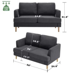 Gericco Loveseat Sofa 56", Small Couches For Small Spaces, Mid Century Love Seat Couches For Living Room, Upholstered 2-Seater Small Couch 12 Gericco Loveseat Sofa 56", Small Couches For Small Spaces, Mid Century Love Seat Couches For Living Room, Upholstered 2-Seater Small Couch -Baxton Studio Shop GUEST f6074e68 c840 48ed 8afb 894201d1fa32