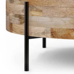 WyndenHall Farmington Drum Coffee Table Natural : Modern Industrial Style, Mango Wood & Iron, 38" -Baxton Studio Shop GUEST f6091389 958e 45cc 9e0b 34a74f9a10b2