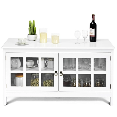50''TV Stand Modern Wood Storage Console Entertainment Center W/ 2 Doors White 5 50''TV Stand Modern Wood Storage Console Entertainment Center W/ 2 Doors White - Image 5
