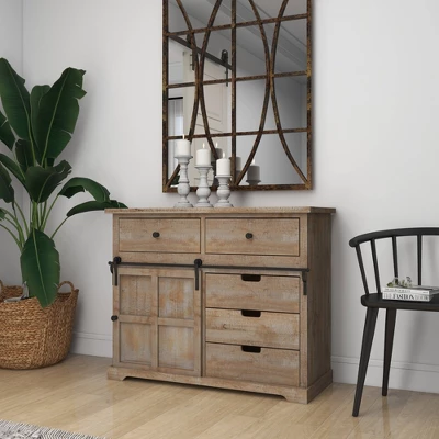 Farmhouse 5 Drawer Cabinet Brown - Olivia & May 4 Farmhouse 5 Drawer Cabinet Brown - Olivia & May - Image 4