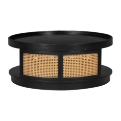 36.8'' Modern Round Coffee Table, 2 Tier Wooden Center Table With PE Rattan Side, Accent Cocktail End Table For Living Room Bedroom Office 12 36.8'' Modern Round Coffee Table, 2 Tier Wooden Center Table With PE Rattan Side, Accent Cocktail End Table For Living Room Bedroom Office -Baxton Studio Shop GUEST f6d79fd8 987c 4ff6 8757 5281c5cbcf58