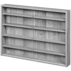 HOMCOM 5-storey Wall Shelf Display Cabinet, Shotglass Display Case With 2 Glass Doors And 4 Adjustable Shelves, Gray -Baxton Studio Shop GUEST f6dbf44a d79d 43b8 803b 2b751f1c5031