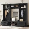 TIRAMISUBEST 4-in-1 Detachable Hall Tree With Storage And 7 Hooks - Black Entryway Organizer With Storage