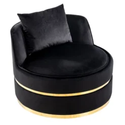 360 Degree Swivel Accent Chair, Velvet Upholstered Barrel Chair With Cushion-ModernLuxe -Baxton Studio Shop GUEST f6e3b5db 434d 4b24 9cd7 b6b51d722368