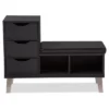 Arielle Modern And Contemporary Wood 3 - Drawer Shoe Entryway Benches With Two Open Shelves - Dark Brown - Baxton Studio