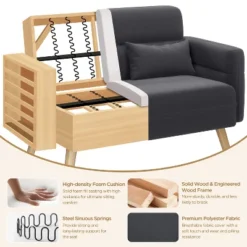 Yaheetech 46inch Fabric Loveseat Sofa With Lumbar Pillow For Office, Bedroom -Baxton Studio Shop GUEST f728800c 9115 4462 9eb2 97e6c5480f8e