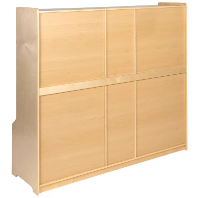 Flash Furniture Wooden 5 Section School Coat Locker With Bench, Cubbies, And Storage Organizer Hook-Safe, Kid Friendly Design - 48"H X 48"L (Natural) 6 Flash Furniture Wooden 5 Section School Coat Locker With Bench, Cubbies, And Storage Organizer Hook-Safe, Kid Friendly Design - 48"H X 48"L (Natural) - Image 6
