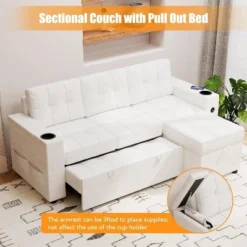 84" L-Shaped Sleeper Sofa Bed With Pull-Out Mattress, Storage Armrests, Cup Holders & USB Ports, Sectional Couch For Living Room 10 84" L-Shaped Sleeper Sofa Bed With Pull-Out Mattress, Storage Armrests, Cup Holders & USB Ports, Sectional Couch For Living Room -Baxton Studio Shop GUEST f72d6b05 b553 44ec b59d 4aeafcec0ba7