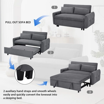 TiramisuBest 57.48" Pull-out Sofa Bed Convertible Couch 2 Seat Loveseat Sofa Modern Sleeper Sofa With 2 Throw Pillows And USB Ports 5 TiramisuBest 57.48" Pull-out Sofa Bed Convertible Couch 2 Seat Loveseat Sofa Modern Sleeper Sofa With 2 Throw Pillows And USB Ports - Image 5