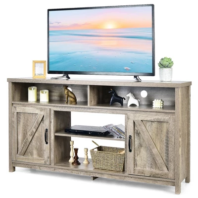 Costway 59'' TV Stand Media Center Console Cabinet W/ Barn Door For TV's 65'' NaturalBlackCoffee 12 Costway 59'' TV Stand Media Center Console Cabinet W/ Barn Door For TV's 65'' NaturalBlackCoffee - Image 12