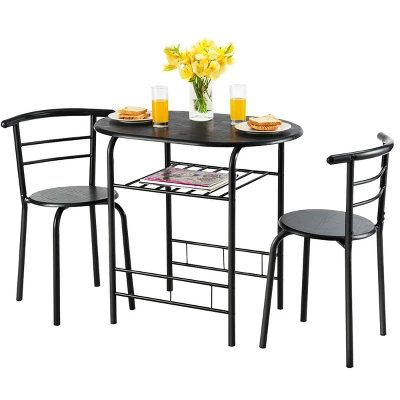 Costway 3 Pcs Dining Set 2 Chairs And Table Compact Bistro Pub Breakfast Home Kitchen 10 Costway 3 Pcs Dining Set 2 Chairs And Table Compact Bistro Pub Breakfast Home Kitchen - Image 10