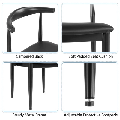 Yaheetech Set Of 4 Modern Dining Chairs With Metal Legs, Black 3 Yaheetech Set Of 4 Modern Dining Chairs With Metal Legs, Black - Image 3