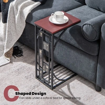 Costway 1PC2 PCS C-Shaped Side Sofa Narrow Snack Table For Living Room Bedroom Small Space 8 Costway 1PC2 PCS C-Shaped Side Sofa Narrow Snack Table For Living Room Bedroom Small Space - Image 8