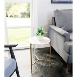 Heron Side Table White/Gold - ZM Home -Baxton Studio Shop GUEST f78591e0 5620 4576 8024 4efed469dc02