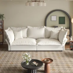 90.55" Modern Sofa Couch, Comfy Upholstered Deep Seat Sofa With Pillows, Convertible Loveseat For Living Room Bedroom Apartment Office -Baxton Studio Shop GUEST f7860f43 46c4 4c20 992b 8a7a21dd1e3c