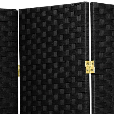 7 Ft. Tall Woven Fiber Room Divider - Black (6 Panels) 1 7 Ft. Tall Woven Fiber Room Divider - Black (6 Panels)
