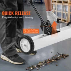 VEVOR 24-Inch Magnetic Sweeper With Wheels, 50 Lbs Capacity, With Telescoping Magnetic Pickup Tool, Adjustable Handle, Magnetic Pickup Sweeper, White -Baxton Studio Shop GUEST f7b6ca6c 1060 45e9 bdf1 5eecc6bce7b6