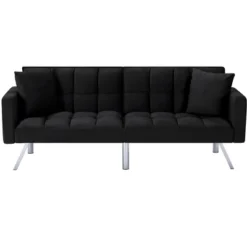 DOMETOUR 74 Inch Futon Sofa Bed Upholstered Sleeper, Adjustable Back Convertible Sofa Bed For Living Room Bedroom Furniture -Baxton Studio Shop GUEST f7e5f784 c2d7 4177 a87f 8d88264e10a2