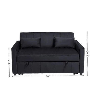 82" Velvet Sleeper Sofa Bed With Adjustable Backrest, Pull-Out Bed, Storage Pockets, And 2 Pillows For Living Room 12 82" Velvet Sleeper Sofa Bed With Adjustable Backrest, Pull-Out Bed, Storage Pockets, And 2 Pillows For Living Room - Image 12