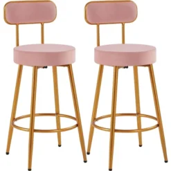 Yaheetech Velvet Ergonomic Bar Stools With Backrest And Footrest Set Of 2 -Baxton Studio Shop GUEST f803a143 edee 4839 b06d 02b2d75d6ca7
